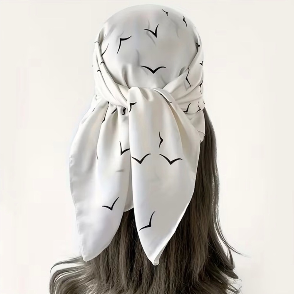 Elegant White  Scarf with Black Accents